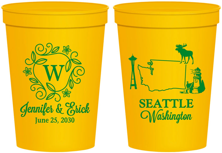 Personalized Wedding 16 oz Stadium Cups - Washington | 196