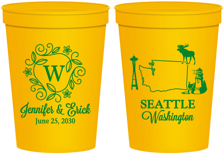Personalized Wedding 16 oz Stadium Cups - Washington | 196