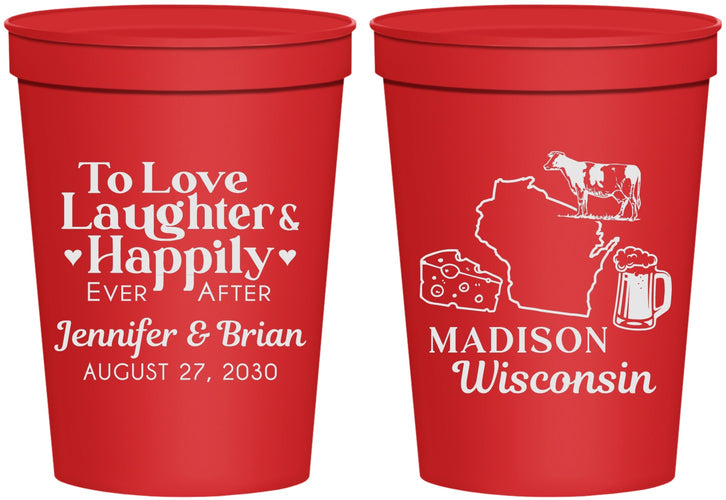 Personalized Wedding 16 oz Stadium Cups - Wisconsin | 198