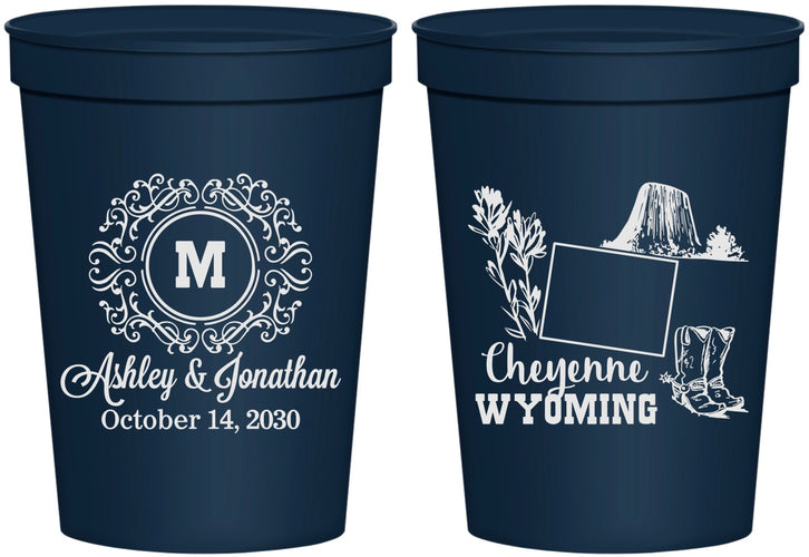 Personalized Wedding 16 oz Stadium Cups - Wyoming | 199