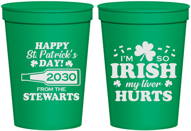 Personalized St Patricks Day 16 oz Stadium Cups - Irish My Liver Hurts | 200000