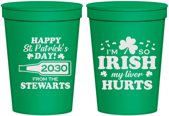 Personalized St Patricks Day 16 oz Stadium Cups - Irish My Liver Hurts | 200000