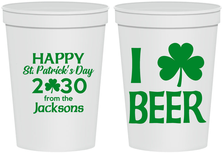 Personalized St Patricks Day 16 oz Stadium Cups - Clover Irish | 200003
