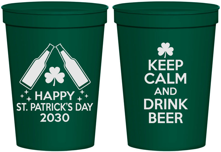 Personalized St Patricks Day 16 oz Stadium Cups - Clover Irish | 200005