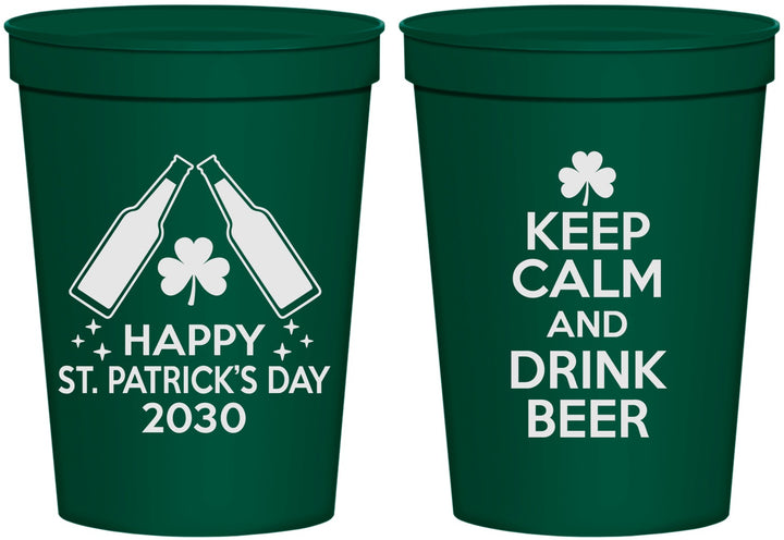 Personalized St Patricks Day 16 oz Stadium Cups - Clover Irish | 200005