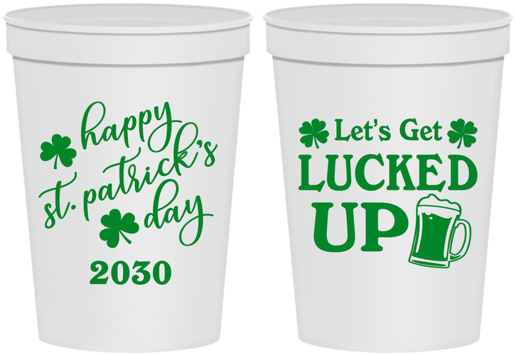 Personalized St Patricks Day 16 oz Stadium Cups - Lucked Up | 200007