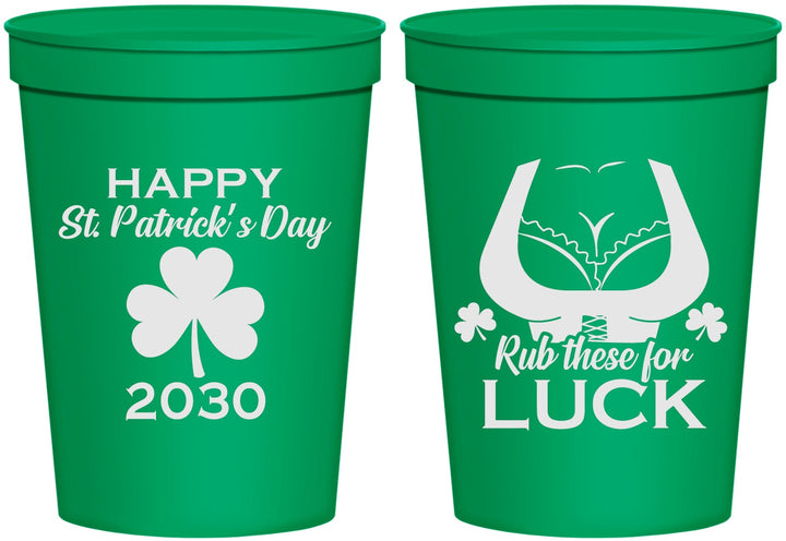 Personalized St Patricks Day 16 oz Stadium Cups - Clover Irish | 200008