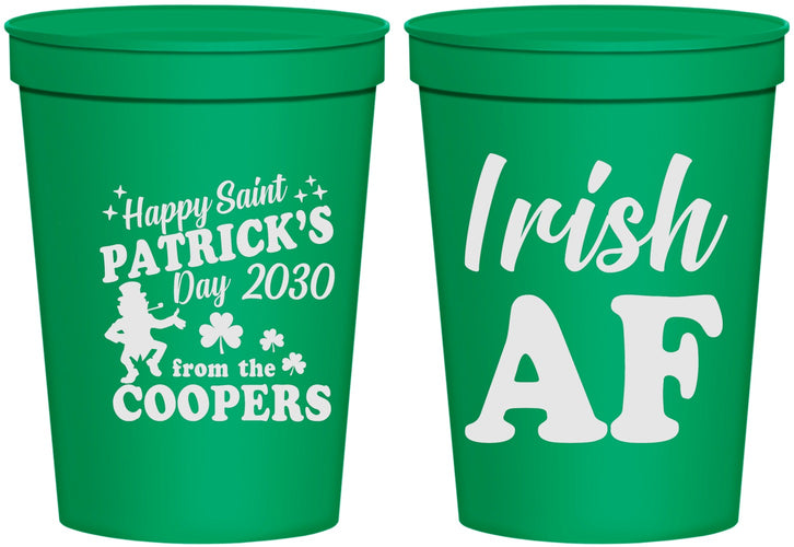 Personalized St Patricks Day 16 oz Stadium Cups - Irish Af Leprechaun | 200012