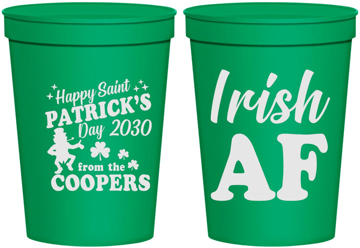 Personalized St Patricks Day 16 oz Stadium Cups - Irish Af Leprechaun | 200012