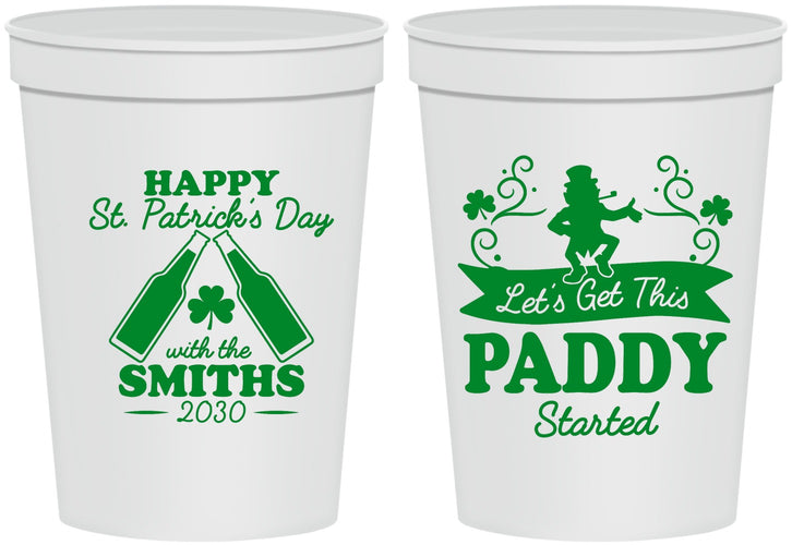 Personalized St Patricks Day 16 oz Stadium Cups - Lets Get The Paddy Started | 200014