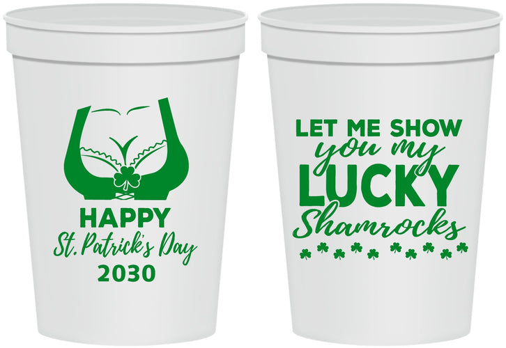 Personalized St Patricks Day 16 oz Stadium Cups - Shamrocks | 200015