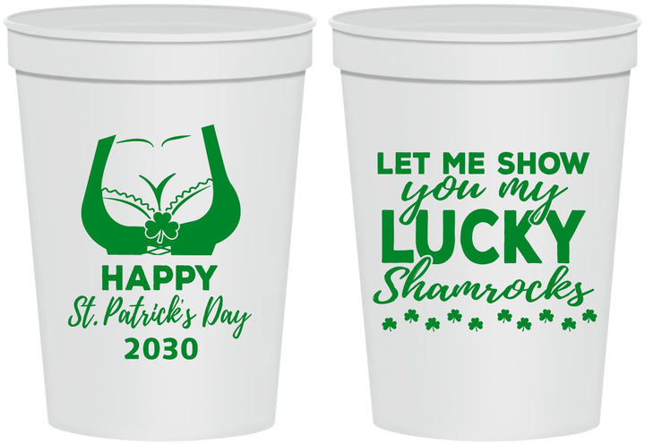 Personalized St Patricks Day 16 oz Stadium Cups - Shamrocks | 200015