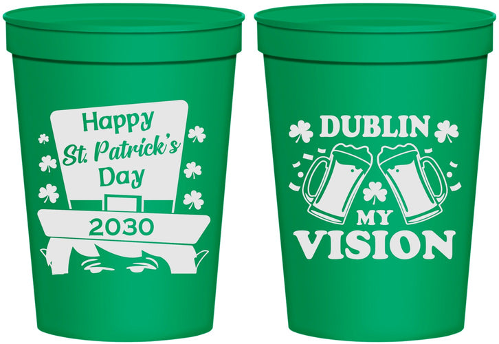 Personalized St Patricks Day 16 oz Stadium Cups - Dublin My Vision | 200016