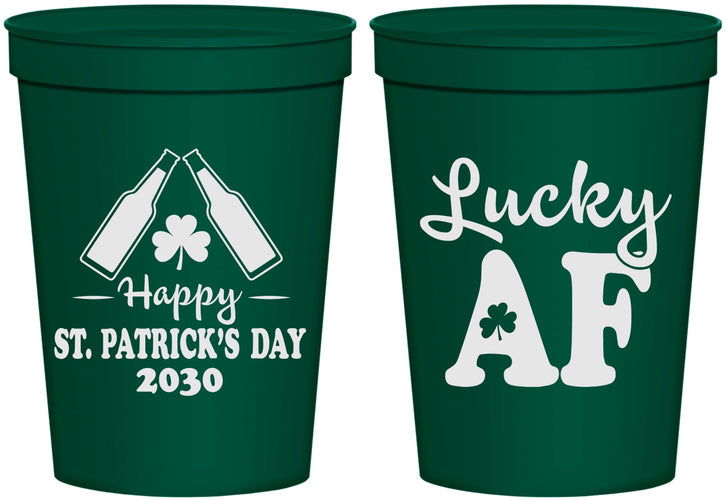 Personalized St Patricks Day 16 oz Stadium Cups - Lucky Af | 200017