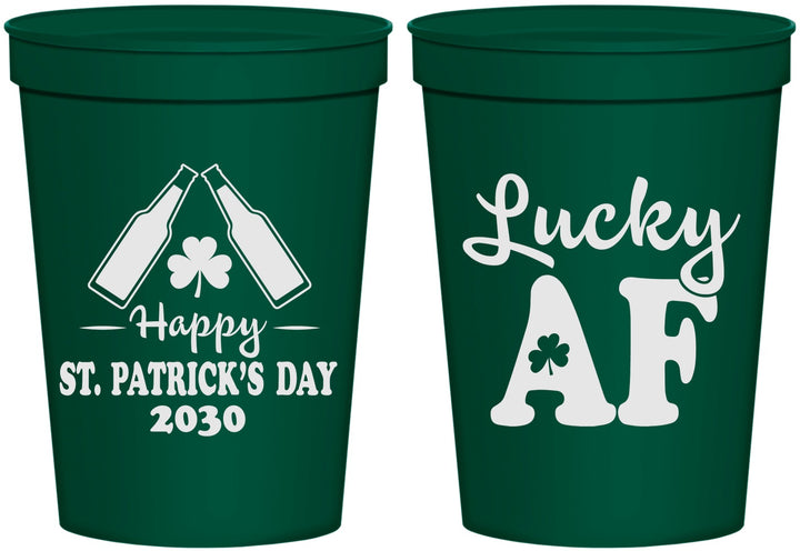 Personalized St Patricks Day 16 oz Stadium Cups - Lucky Af | 200017