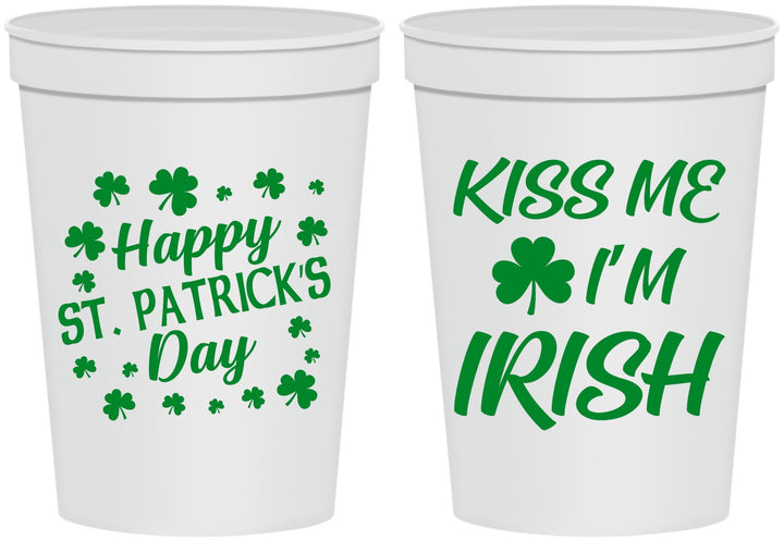 Personalized St Patricks Day 16 oz Stadium Cups - Kiss Me I Am Irish | 200018