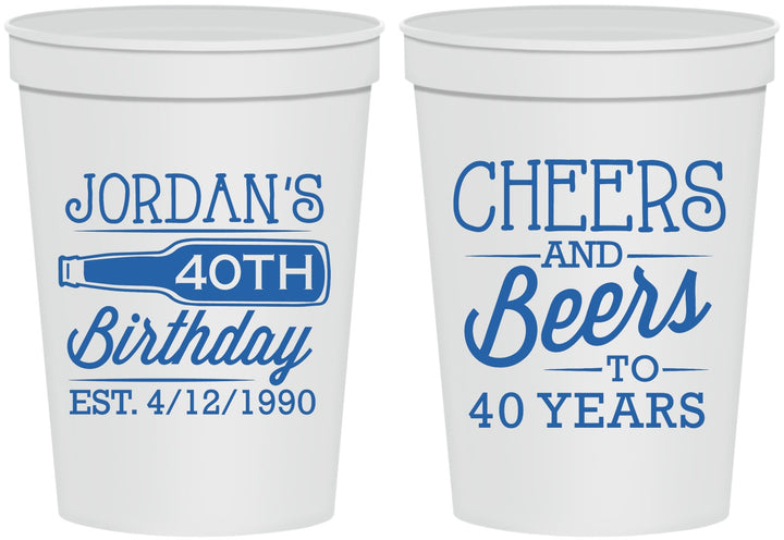 Personalized Birthday 16 oz Stadium Cups - Cheers Beers To 40 Years | 20002