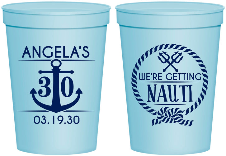 Personalized Birthday 16 oz Stadium Cups - 30th Nautical | 20010