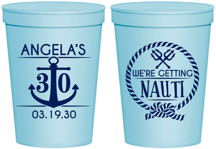 Personalized Birthday 16 oz Stadium Cups - 30th Nautical | 20010