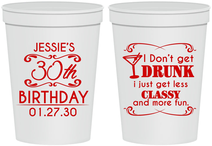 Personalized Birthday 16 oz Stadium Cups - Dirty 30 | 20011