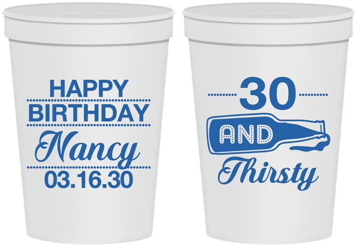 Personalized Birthday 16 oz Stadium Cups - 30 And Thirsty | 20014