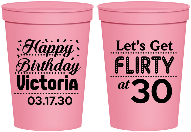 Personalized Birthday 16 oz Stadium Cups - Flirty At 30 | 20015