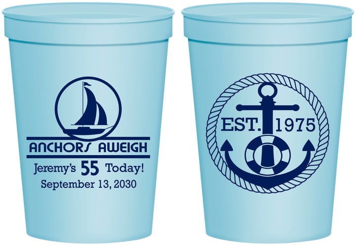 Personalized Birthday 16 oz Stadium Cups - 55th Nautical | 20025
