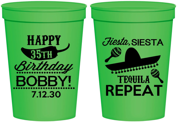Personalized Birthday 16 oz Stadium Cups - 35th Fiesta Siesta Tequila | 20031