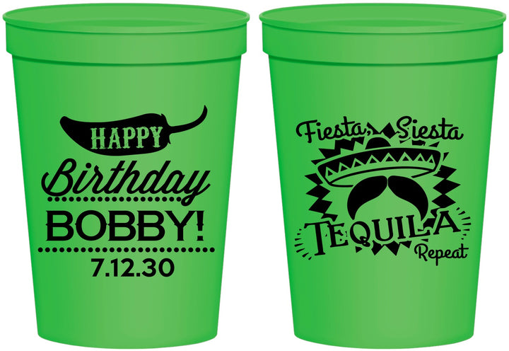 Personalized Birthday 16 oz Stadium Cups - Fiesta Siesta Tequila | 20032