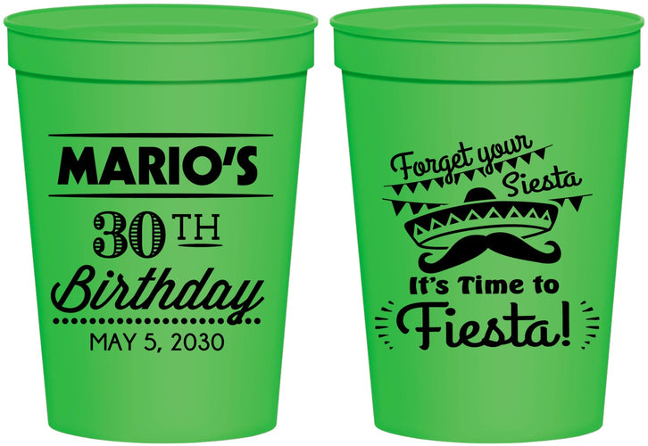 Personalized Birthday 16 oz Stadium Cups - 30th Fiesta | 20034