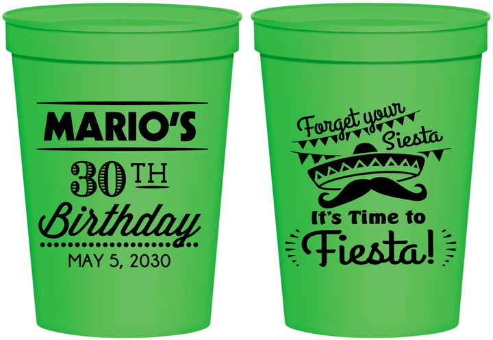 Personalized Birthday 16 oz Stadium Cups - 30th Fiesta | 20034