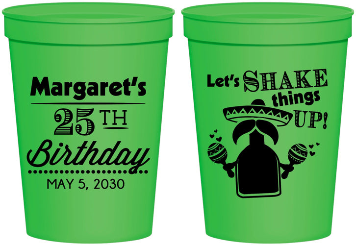 Personalized Birthday 16 oz Stadium Cups - 25th Fiesta | 20035