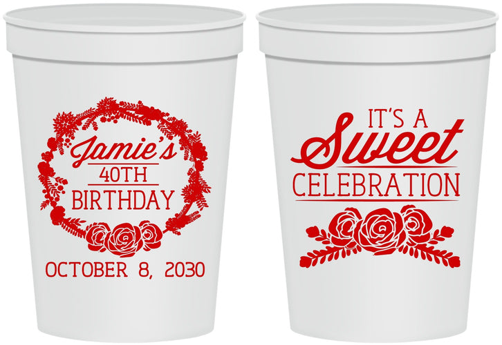 Personalized Birthday 16 oz Stadium Cups - 40th | 20040