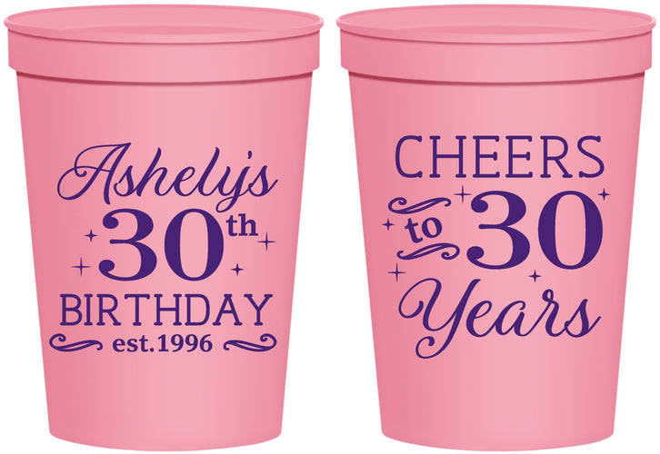 Personalized Birthday 16 oz Stadium Cups - Cheers To 30 Years | 20041