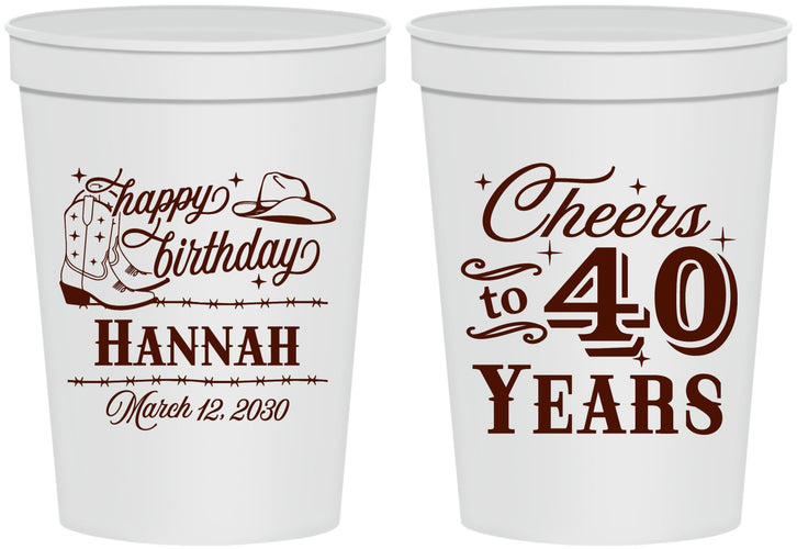 Personalized Birthday 16 oz Stadium Cups - 40th | 20042