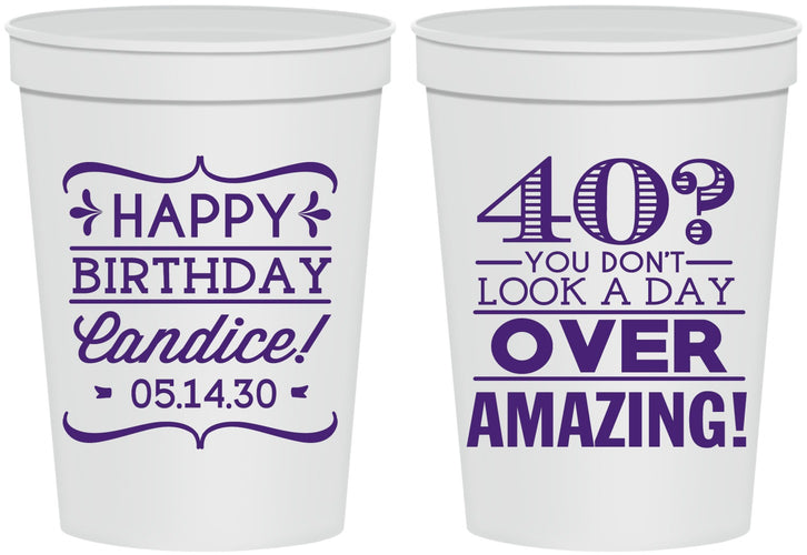 Personalized Birthday 16 oz Stadium Cups - 40th | 20044