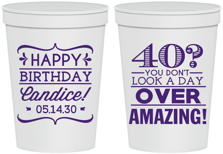 Personalized Birthday 16 oz Stadium Cups - 40th | 20044
