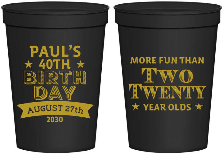 Personalized Birthday 16 oz Stadium Cups - 40th | 20045
