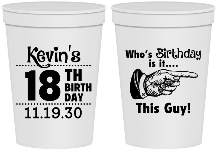 Personalized Birthday 16 oz Stadium Cups - 18th | 20046
