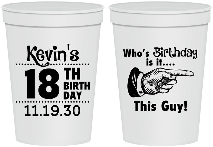 Personalized Birthday 16 oz Stadium Cups - 18th | 20046