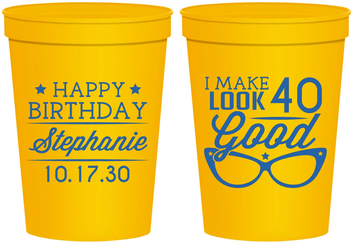 Personalized Birthday 16 oz Stadium Cups - 40th | 20048