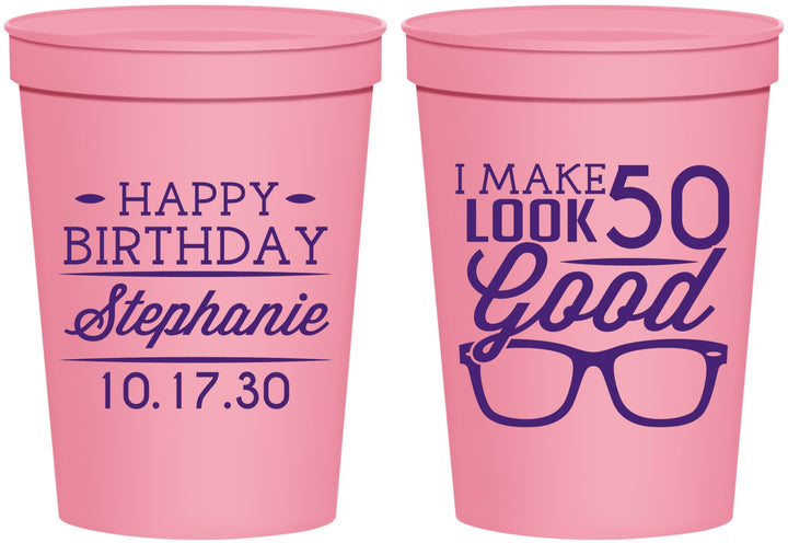 Personalized Birthday 16 oz Stadium Cups - 50th | 20049