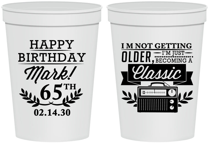 Personalized Birthday 16 oz Stadium Cups - 65th Classic Radio | 20056