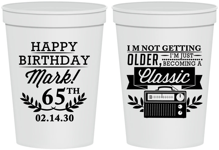 Personalized Birthday 16 oz Stadium Cups - 65th Classic Radio | 20056