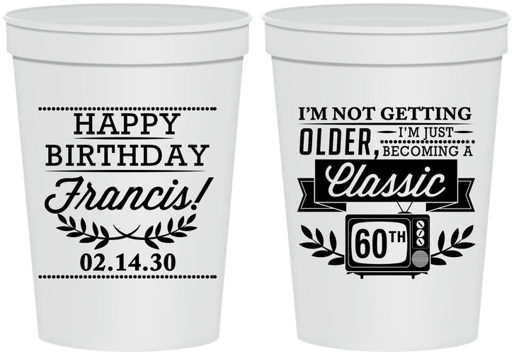 Personalized Birthday 16 oz Stadium Cups - 60th Classic Tv | 20057