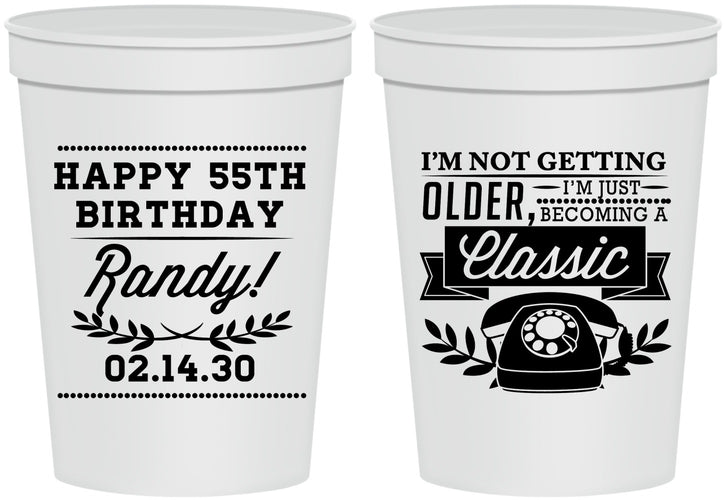 Personalized Birthday 16 oz Stadium Cups - 55th Classic Phone | 20058