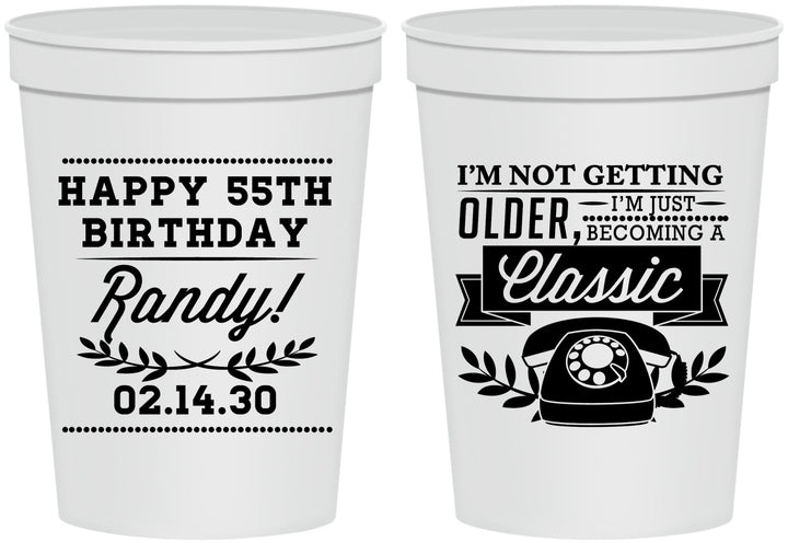 Personalized Birthday 16 oz Stadium Cups - 55th Classic Phone | 20058