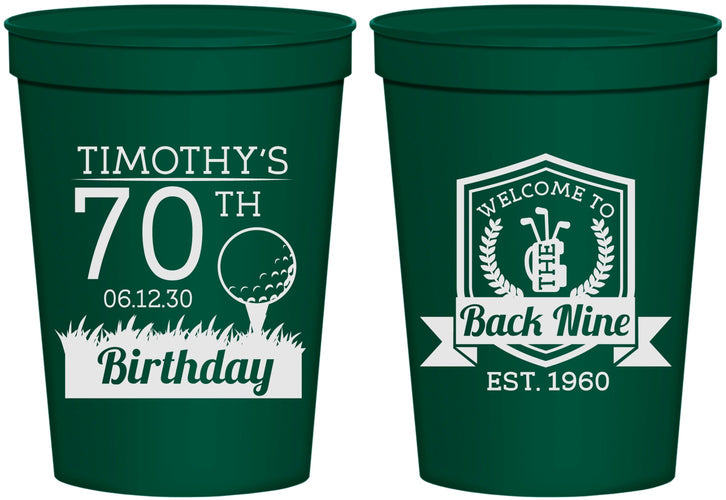 Personalized Birthday 16 oz Stadium Cups - 70th Golf | 20061