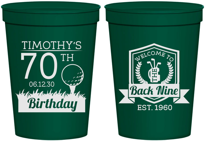 Personalized Birthday 16 oz Stadium Cups - 70th Golf | 20061
