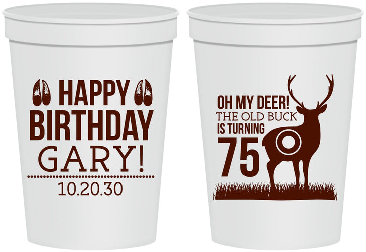 Personalized Birthday 16 oz Stadium Cups - 75th Hunting | 20063